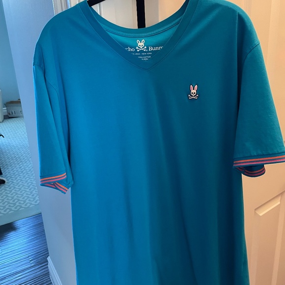 Psycho Bunny-Logo V-neck tee-Aegean Blue-size XL-(size 7) - Picture 5 of 6